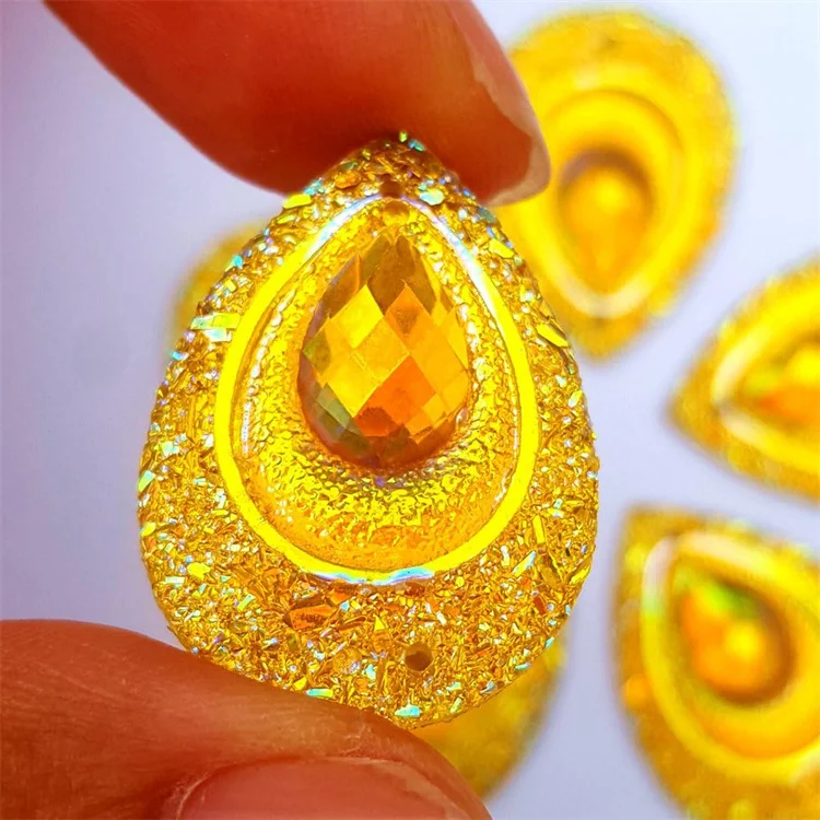 Shiny Flatback AB Color Peacock Resin Rhinestone Drop Sew on Rhinestone Wedding Decoration DIY Applique Earring