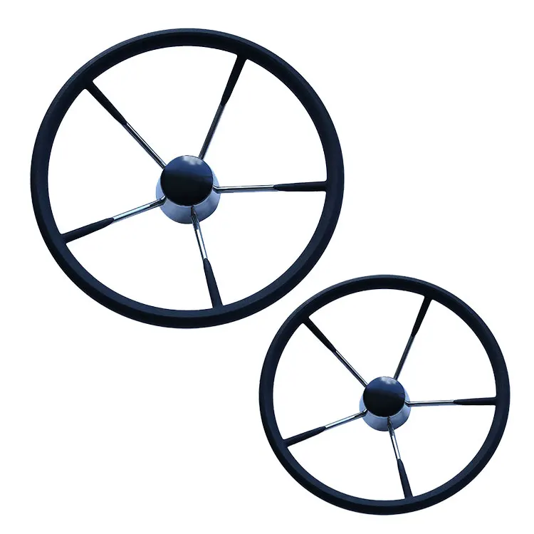 Xiamen Sunshine Marine Hot Sell Yacht Boat 15-1/2 inch Destroyer Marine Steering Wheel 5 Spoke With Black Foam Grip