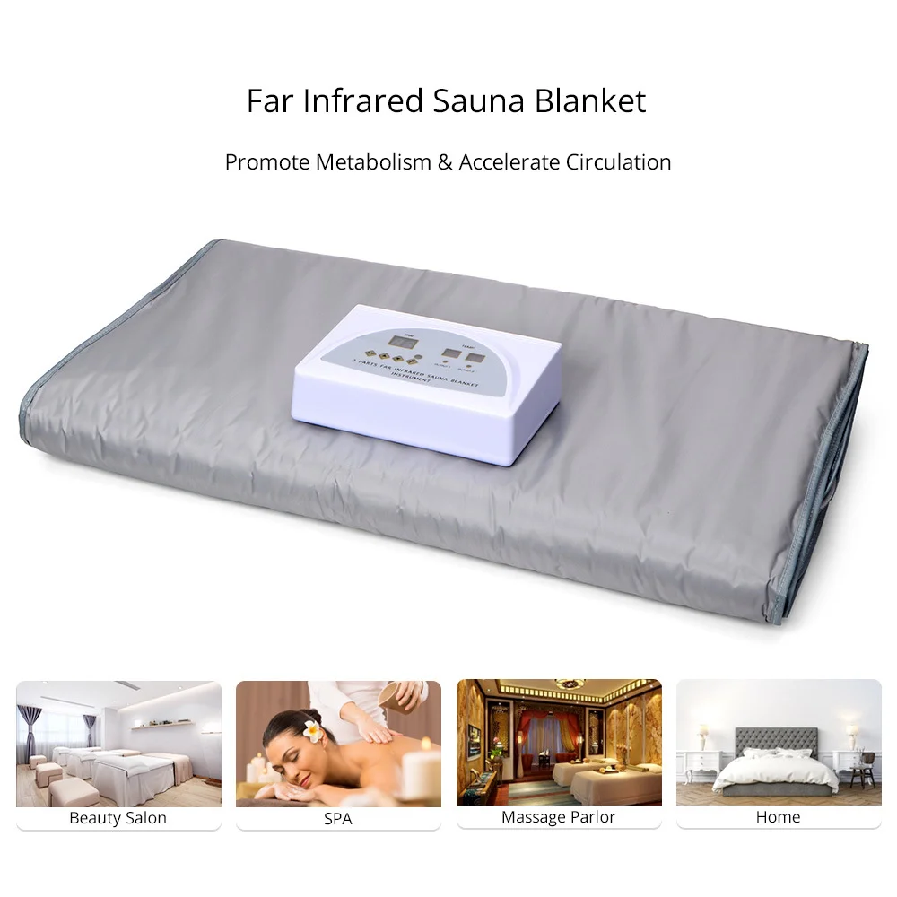 Double layer led infrared sauna blanket no emf chair air pressure professional thermal portable steam sauna infrar ems blanket