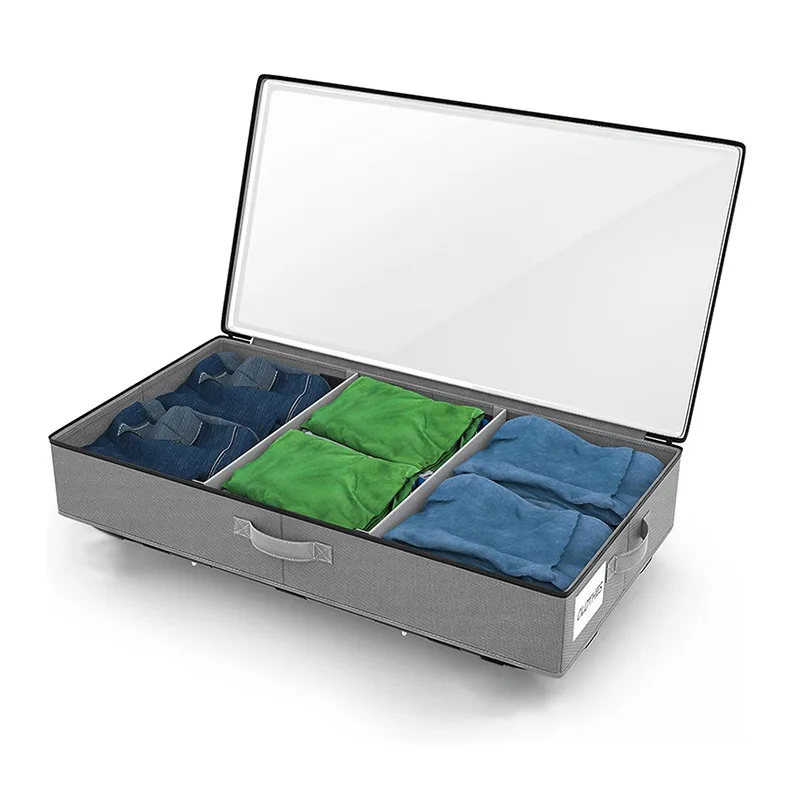 Oxford Under Bed Storage Containers With Wheels Foldable Bedroom Storage Organization With Handles