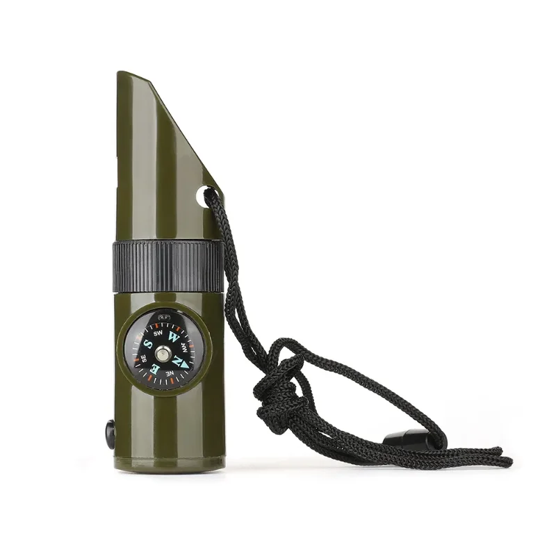7 in 1 Multi-functional Emergency Survival Whistle Compass Thermometer LED light