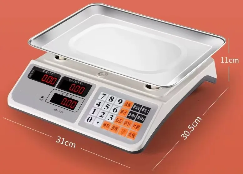 LCD Display White Color Heavy Duty Body 420g Stainless Iron Tray Plate Electric Scale 40kg Capacity High Precision Load Cell
