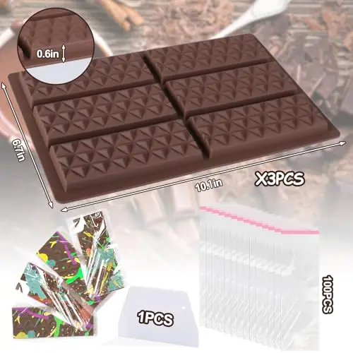Factory OEM Product Safe Square Block Handmade Chocolate Molds Silicone Chocolate Bar Mold for Baking