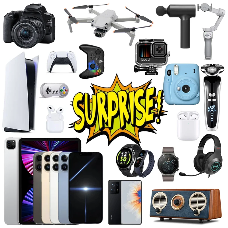 Hot Fashion and Creative Electronics 100% Value Surprise Gift Smart Watches Wireless Earphones Game Console Mystery Blind Box