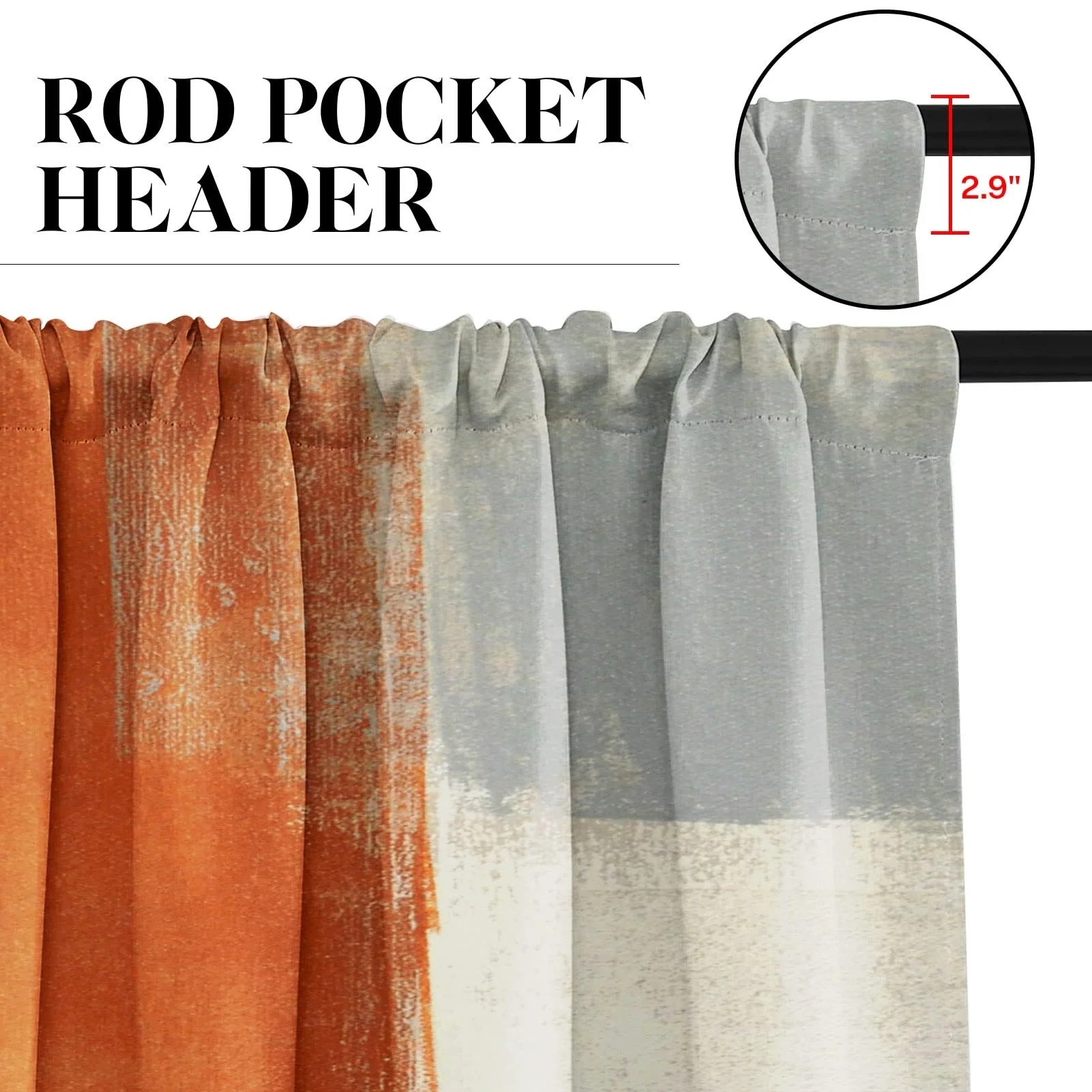 Modern Painting Short Abstract Art Orange Kitchen Curtains Valance And Tiers 3 Pieces Set