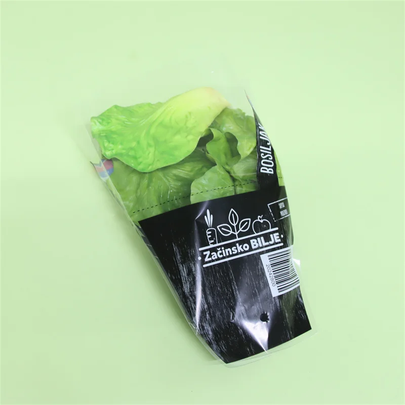 High Quality Eco-friendly Bopp cellophane vegetable bags customize logo lettuce packaging bag