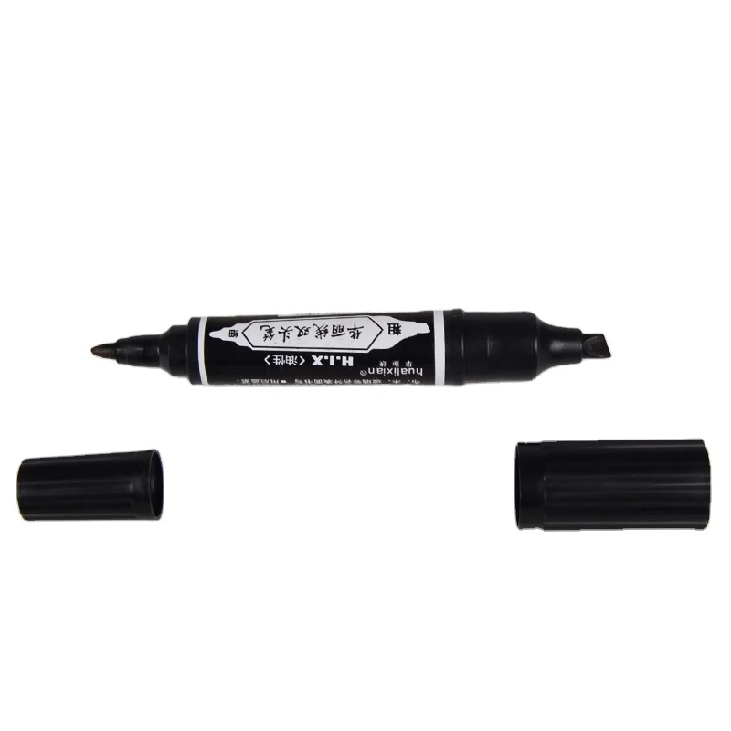 Flat Oblique Round Toe Oil Waterproof Permanent Double Head Black Office & School Supplies Painting Line Logistics Marker