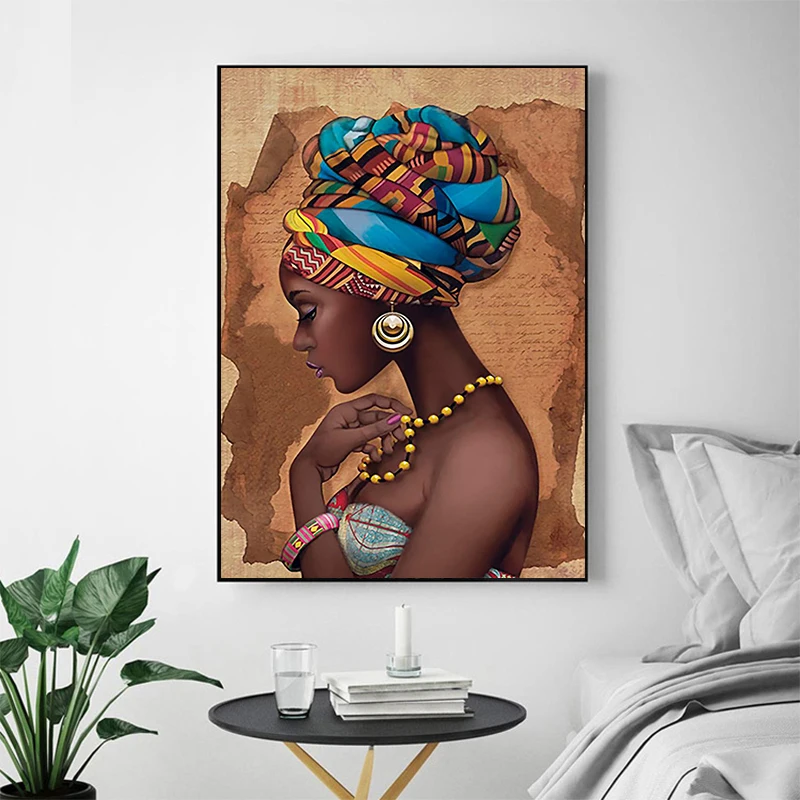 Nordic Style Modular Poster Home Decoration Black Woman Pictures canvas african american art  print paintings  wholesale