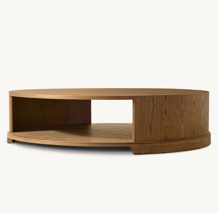 High Quality Solid Oak Wood Round Coffee Table For Living Room