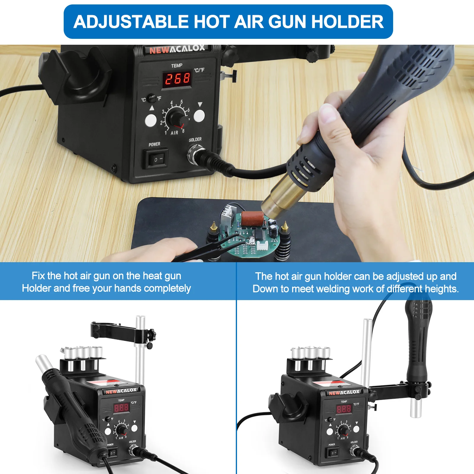700W Digital Hot Air Rework Station C/F Temperature Regulated Soldering Station US Plug 110V  Desoldering Welding Tool