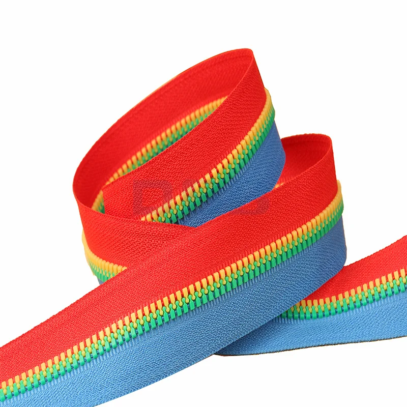 original design  contrast color tape teeth open end plastic resin zipper for garment