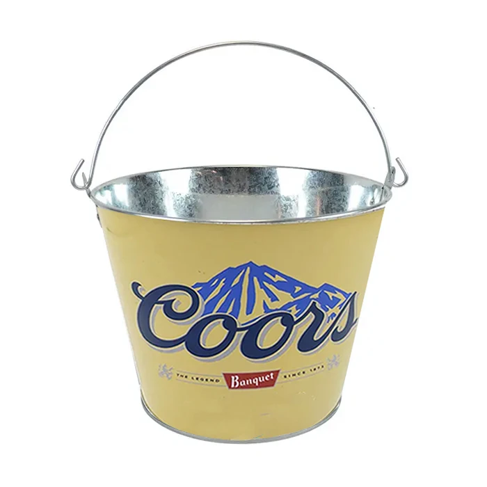 Galvanized ice cooler 5 Quart color metal bucket with bottle openers and CMYK Logo