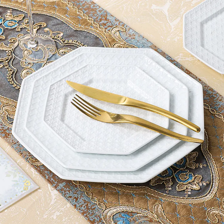 P&T horeca porcelain factory fine dining dishes white matte restaurant plates