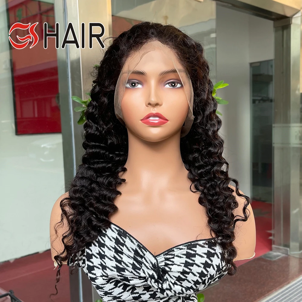 GS Deep Wave 360 HD Swiss Lace Front Human Hair Wigs For Black Women Curly Human Hair Wig Vendors Glueless Pre-plucked Wig