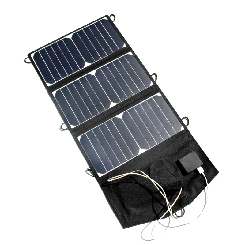 High Efficiency 25% Portable Folding Solar Phone Charger 21Watt for Mobile Power Supply Dual USB Foldable Solar Panels