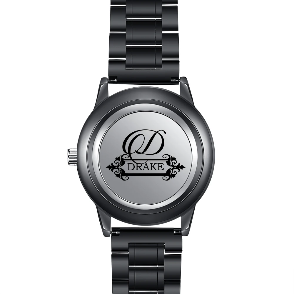 Часы мужские черные с фото на заказ, ширина браслета 21 мм