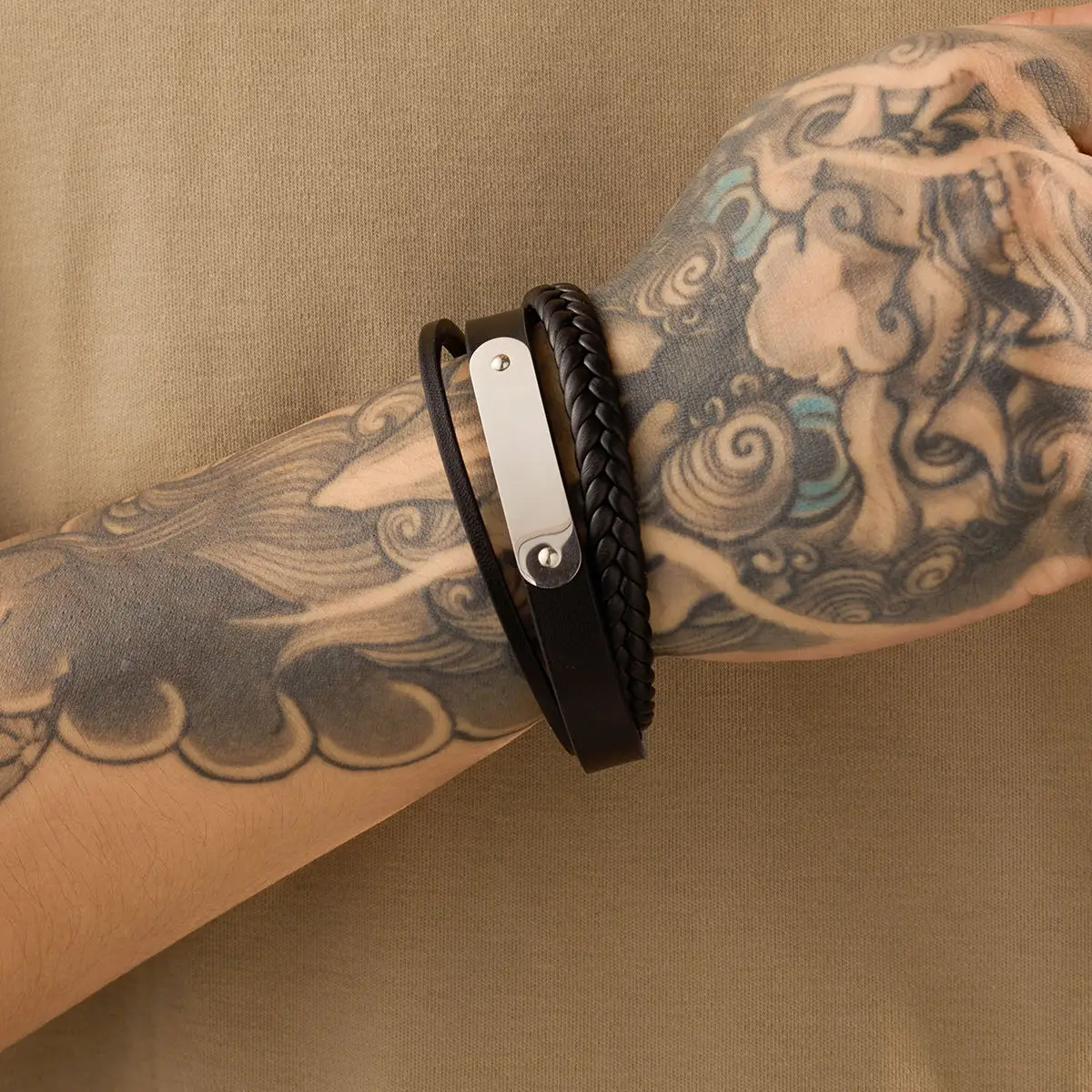 Wholesale Stainless Steel Leather Blank Bar Friendship Bracelets for Women Men Custom Engraved Name Couple Bracelet OEM