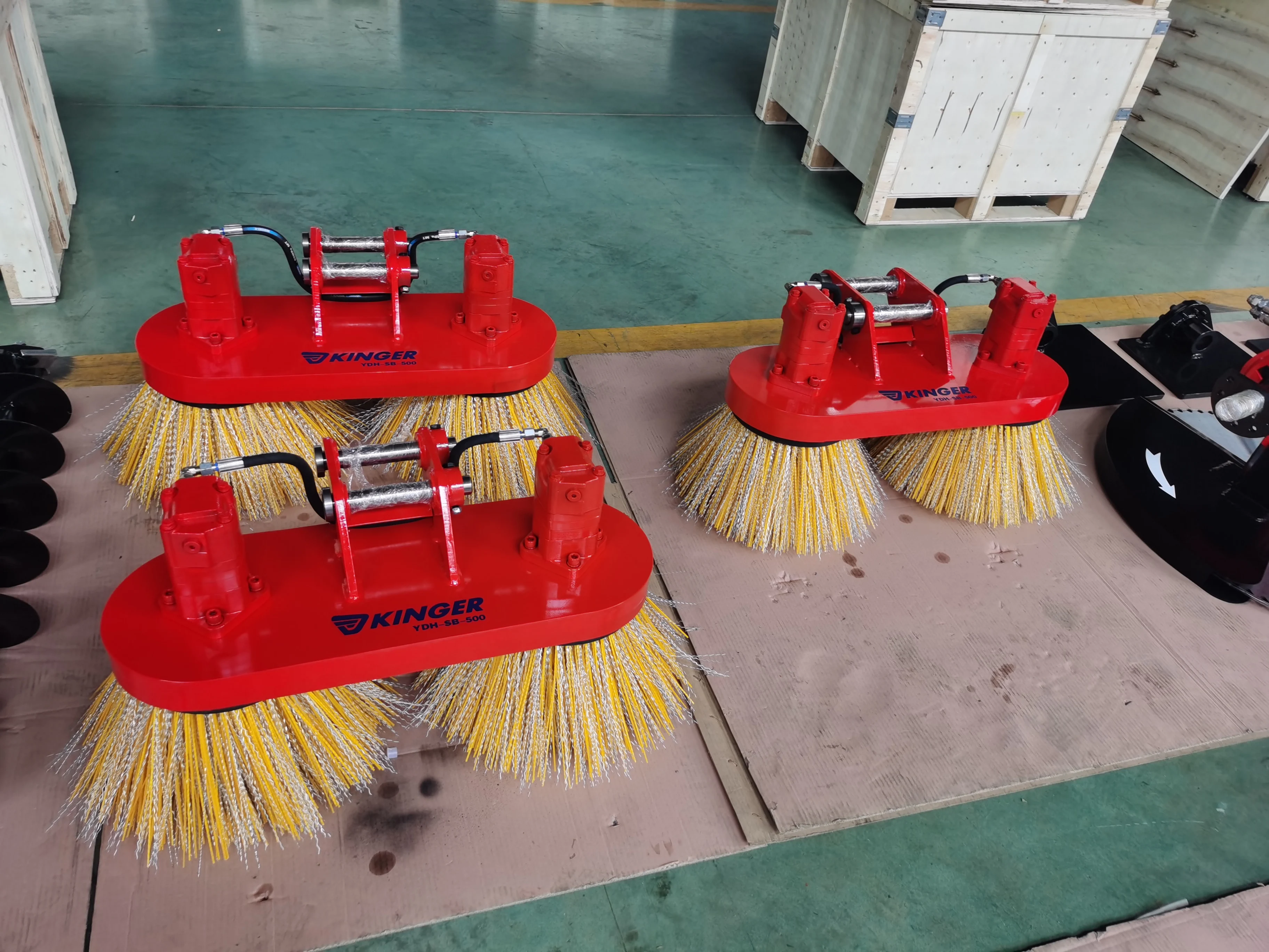 KINGER excavator sweeping brush broom hydraulic road cleaning head broom