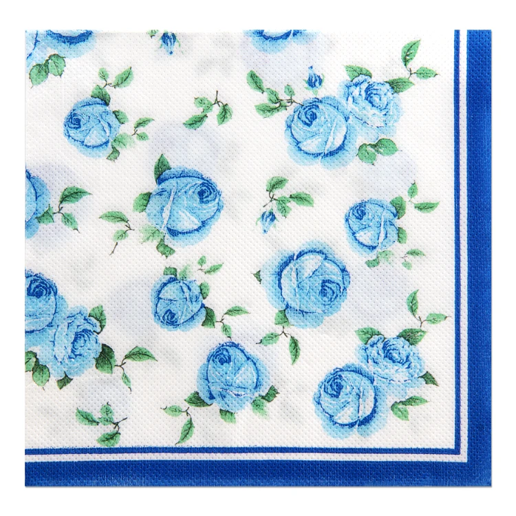 Simple Rose Cocktail Beverage Paper Serviette Folding Printed Decorative Wedding Christmas Placemats and Napkins