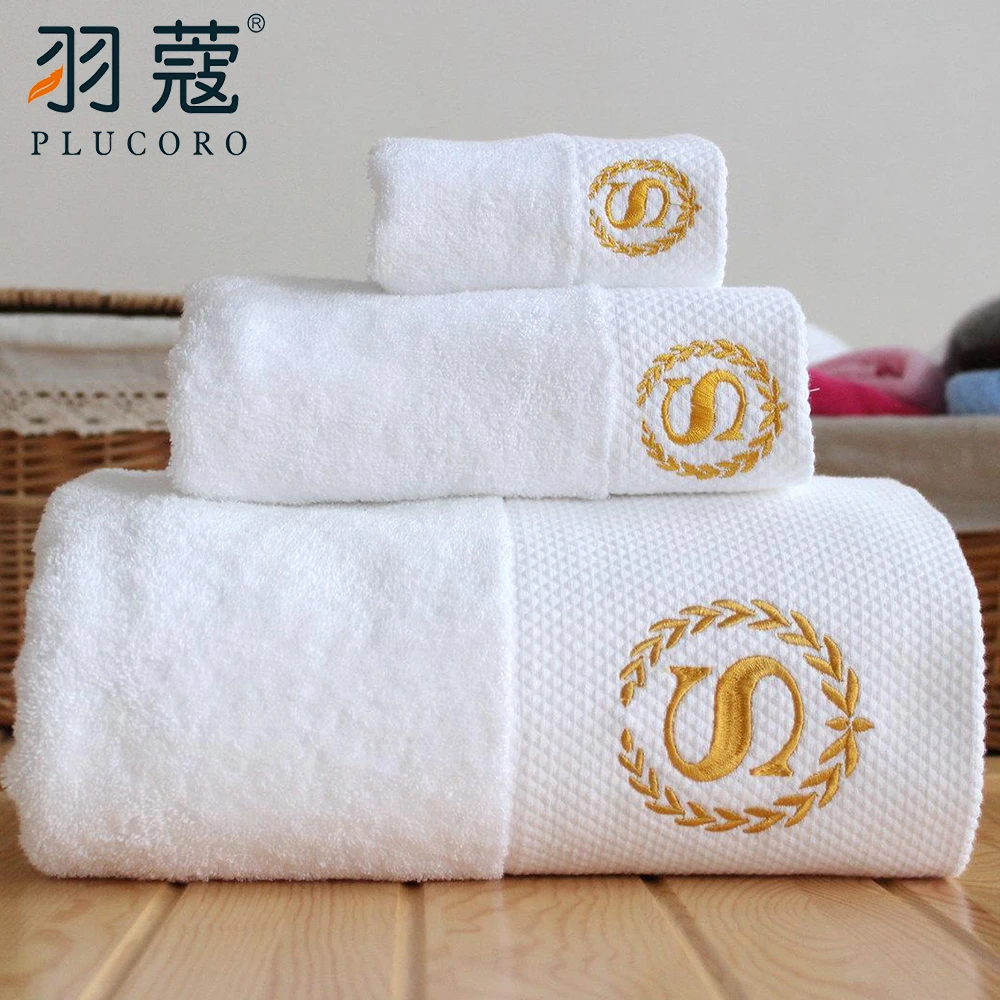 Hotel 100% Cotton 16s Towel Set Bath And Hand Towel With Embroidery Customer Logo