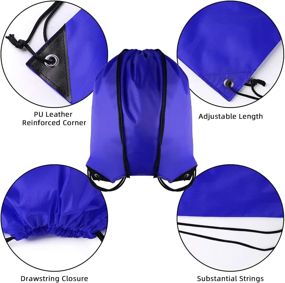 XP-Promos 210D Polyester Durable Sports Backpack Soccer Basketball Fitness Drawstring Cinch For Swimming Pool Gym String Bag