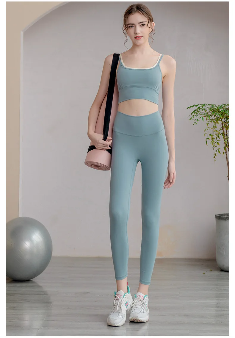 New professional fitness suit running gather stereotyped bra yoga suit beautiful back color sports women sweatsuit yoga sets