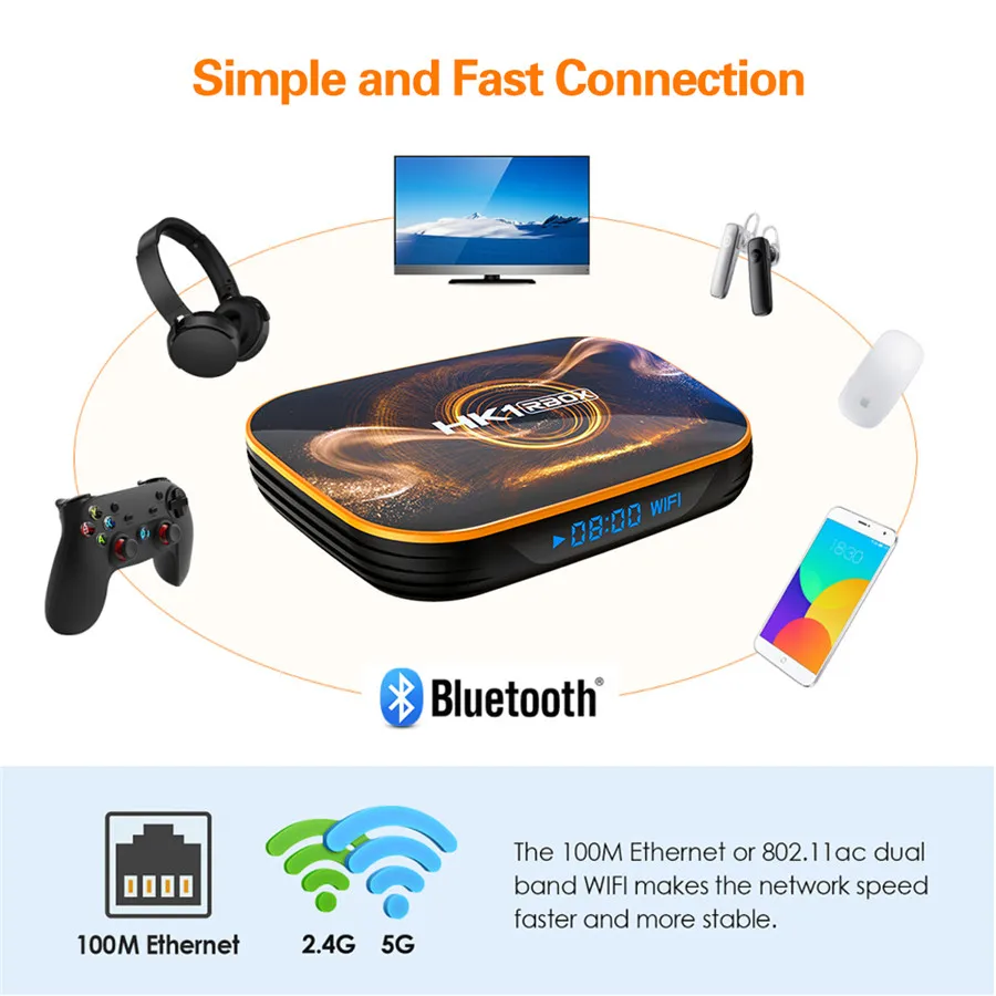 HK1 Max Rbox 4k Tv Box Android 10 4gb Ram 64gb Rockchip Rk3318 2.4 5G Wifi BT4.0 Google Play Youtube  Android 10.0 Tv Box
