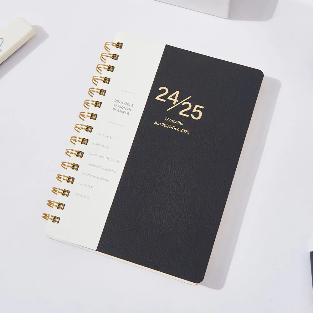 2025 Agenda Book Planner Daily Weekly Plan Book English A5 spiral binding Book Wholesale customizable 17 months planner