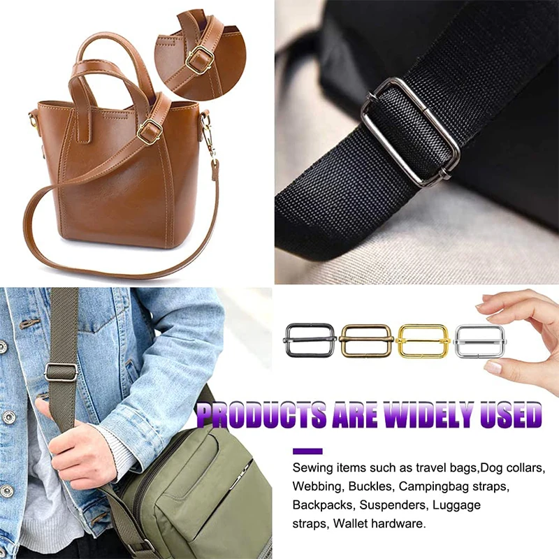 25mm Alloy Tri Glide Buckle Square Slider Buckle Bags Parts Hardware For Bag Strap Webbing Adjustable Buckles