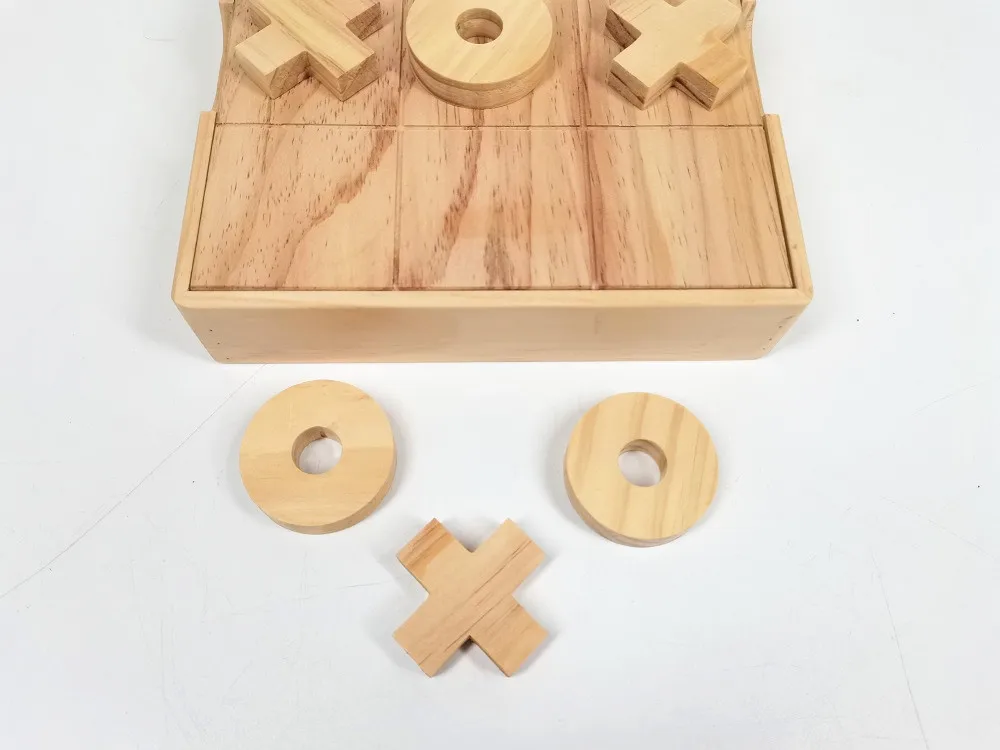 
Strategy Educational Toys Wooden Board Games Set Tic Tac Toe With Board 