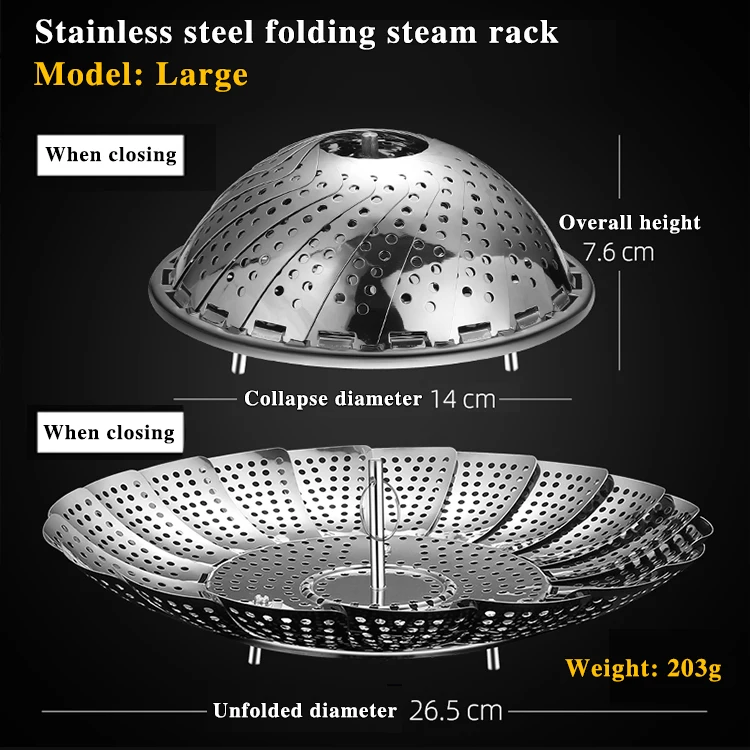 Wholesale Multifunctional Kitchen gadgets Stainless Steel Folding Retractable removable Portable Steam Rack