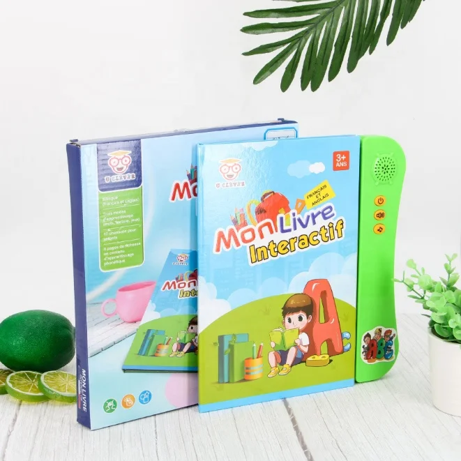 Educational Toy Tablet E-book French and English Bilingual Learning Book Toys Interactive for Kid Preschool Autism Education
