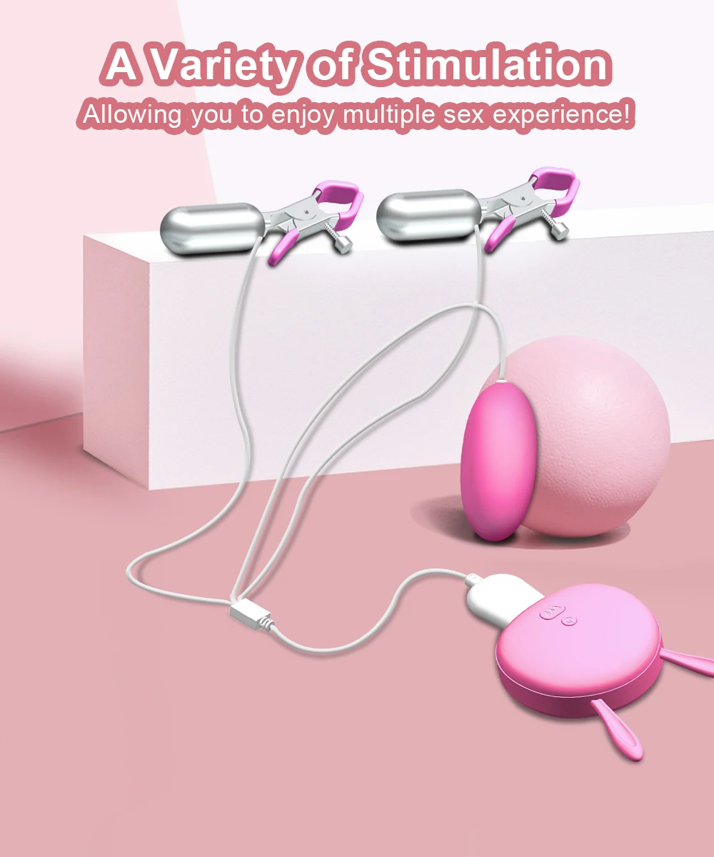Free Custom Box - Nipple Clamps Vibrating Breast Clips Stimulator Wired Vibrators Egg Sex Toys for Women Couples Fun