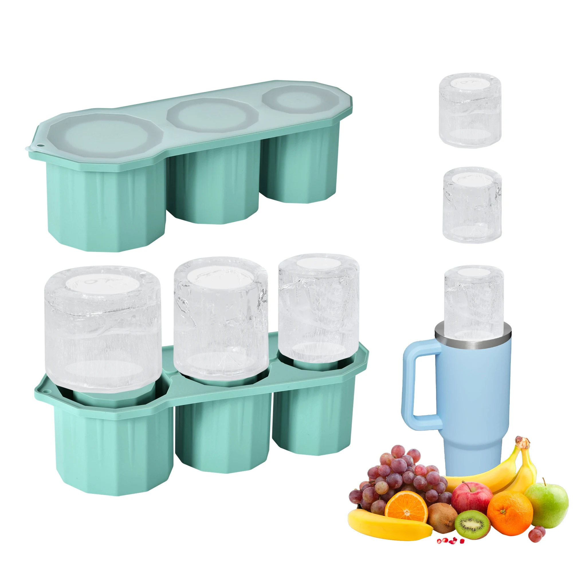 Silicone Ice Mold For Stanley Thermos Bottle OEM ODM Logo Colors Packages Reusable Nice Ice Cup Silicone Tray