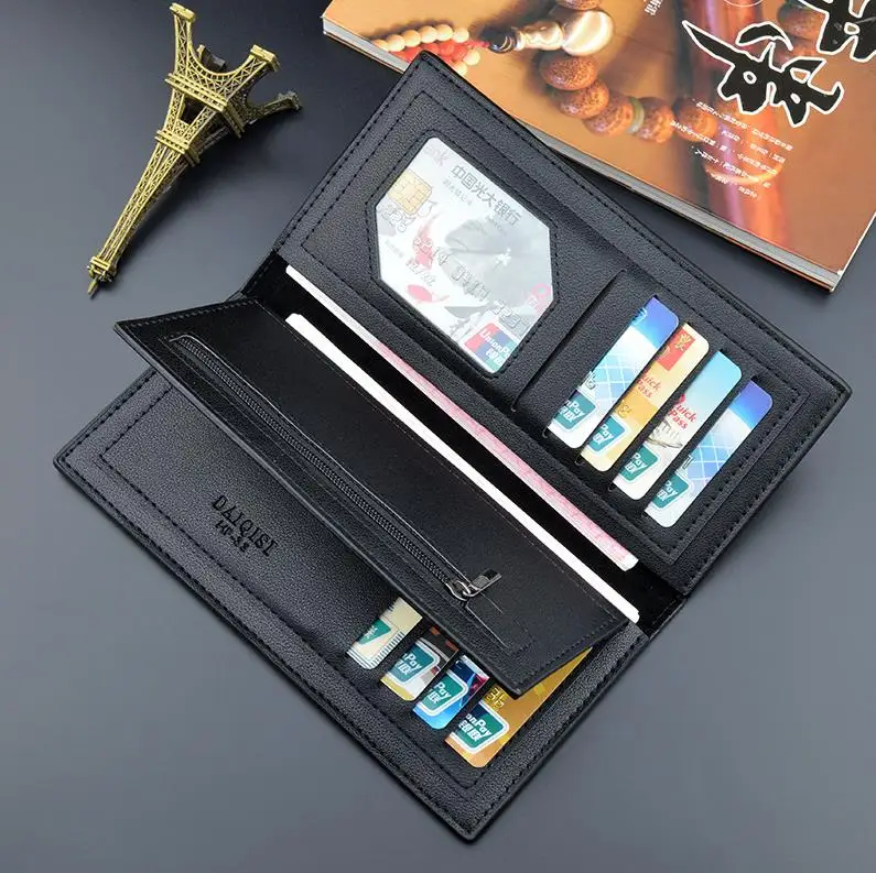New Fashion Custom PU Leather Fold Multi Card Men Long Wallet for Men