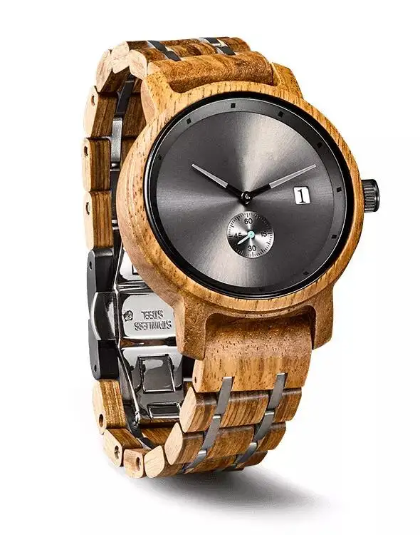 Luxury Branded Wood & Stainless Steel Watches Quartz Watch from China Factory