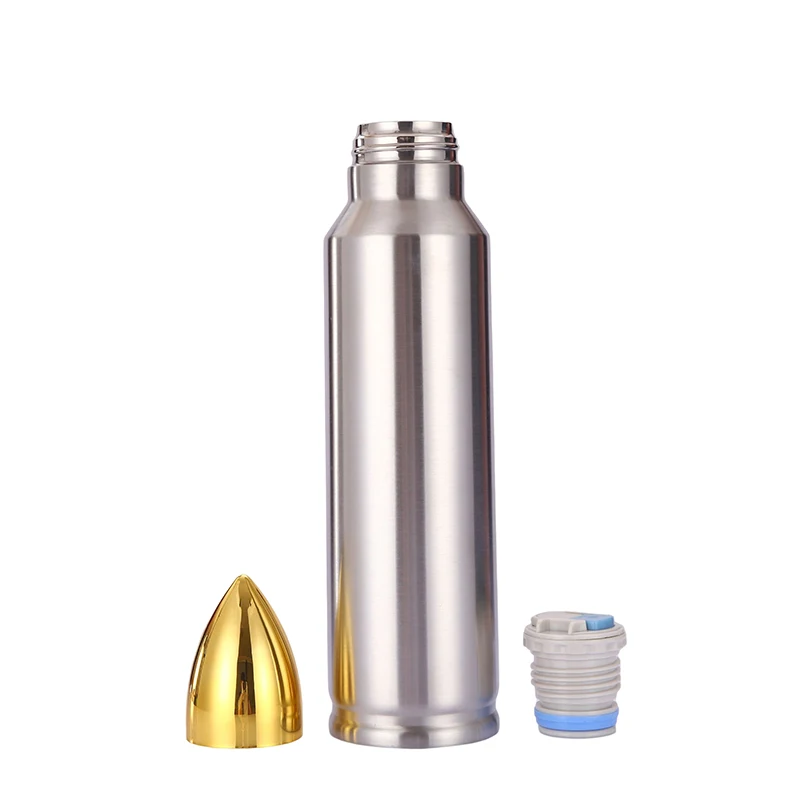 500ml 1000ml Bullet shape tumbler Stainless Steel Vacuum Cup double wall rocket water bottle in bulk