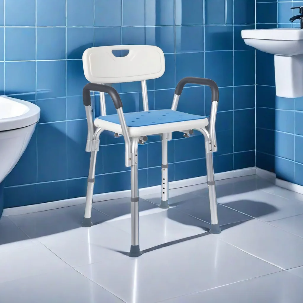elderly bath shower chair with backrest Height adjustable anti-slip light weight shower chair