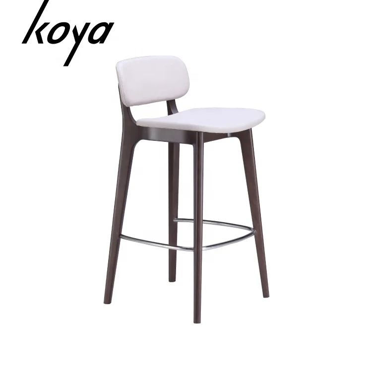 Modern design Solid wooden Home Hotel Pub PVC Leather High Bar Chair