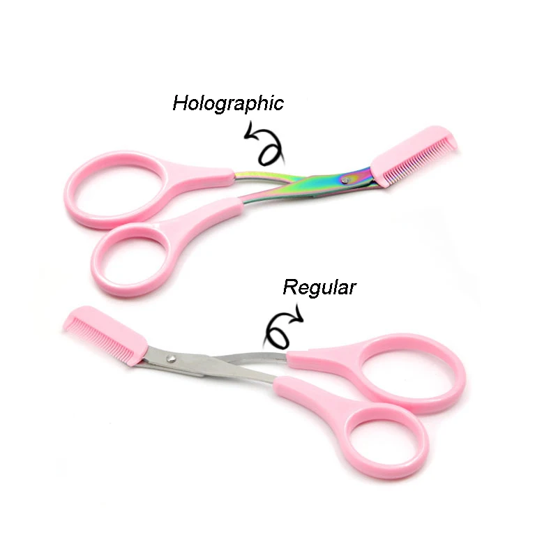 Поддержка небольшого минимального заказа, частный логотип, ножницы из нержавеющей стали для стрижки бровей с расческой