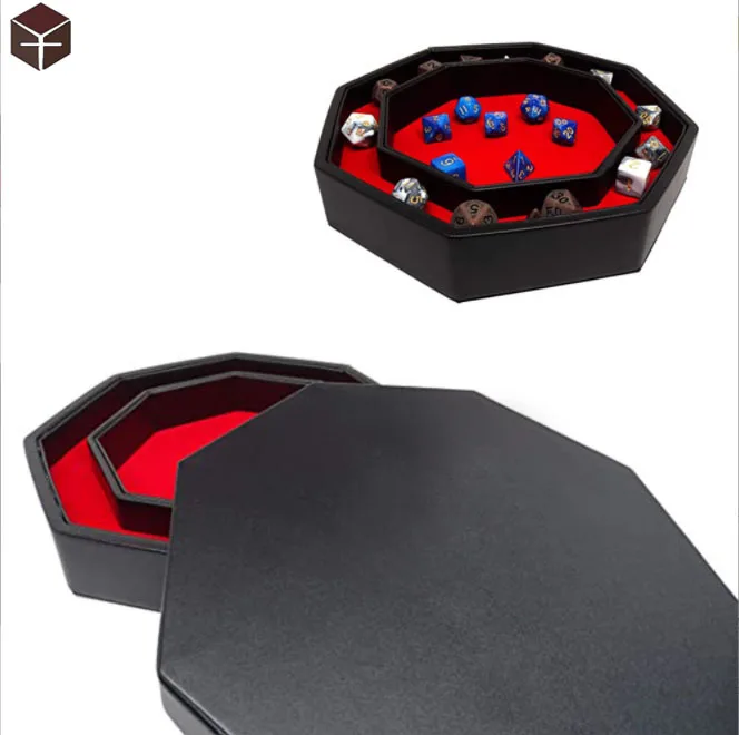 Custom logo polyhedral hollow black dragon dice tray for Playing Indoors