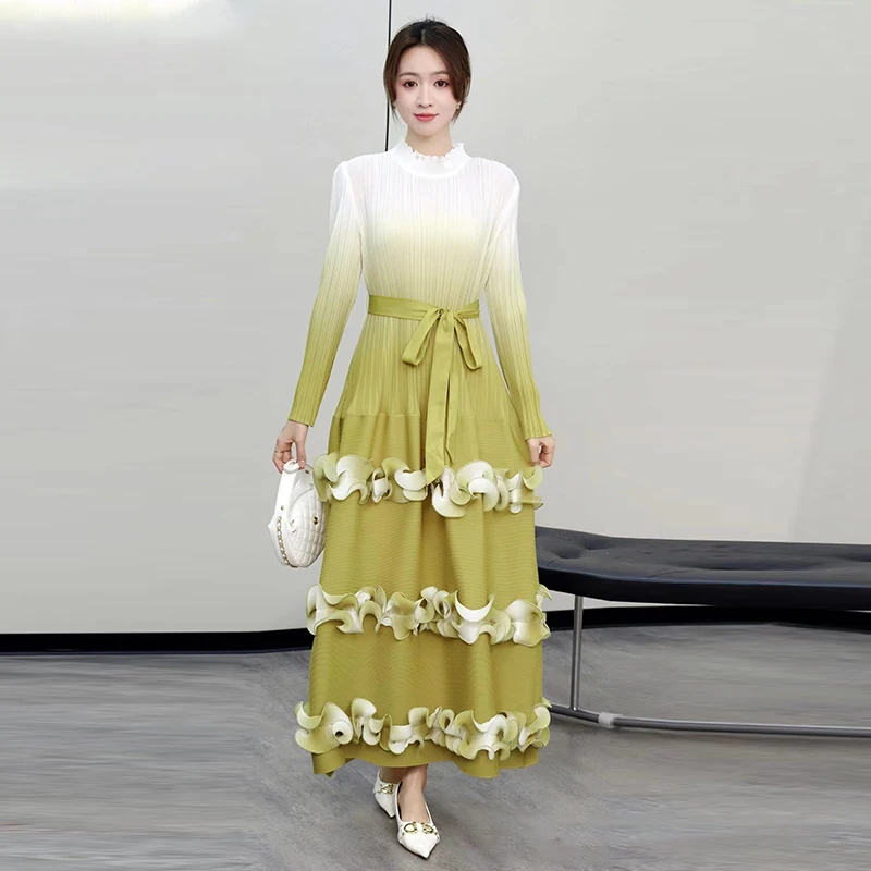 2024 tianpei Новые многослойные плиссированные платья с цветочным принтом