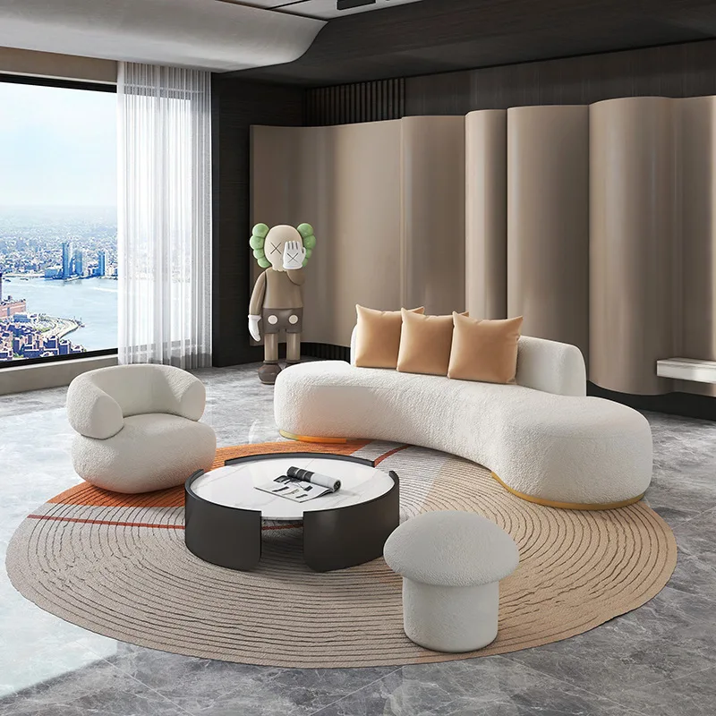 Nordic Lamb Velvet Fabric Sofa Modern Home Furniture Sofa Living Room Furniture Set