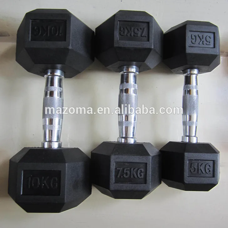 custom rubber hex dumbbells