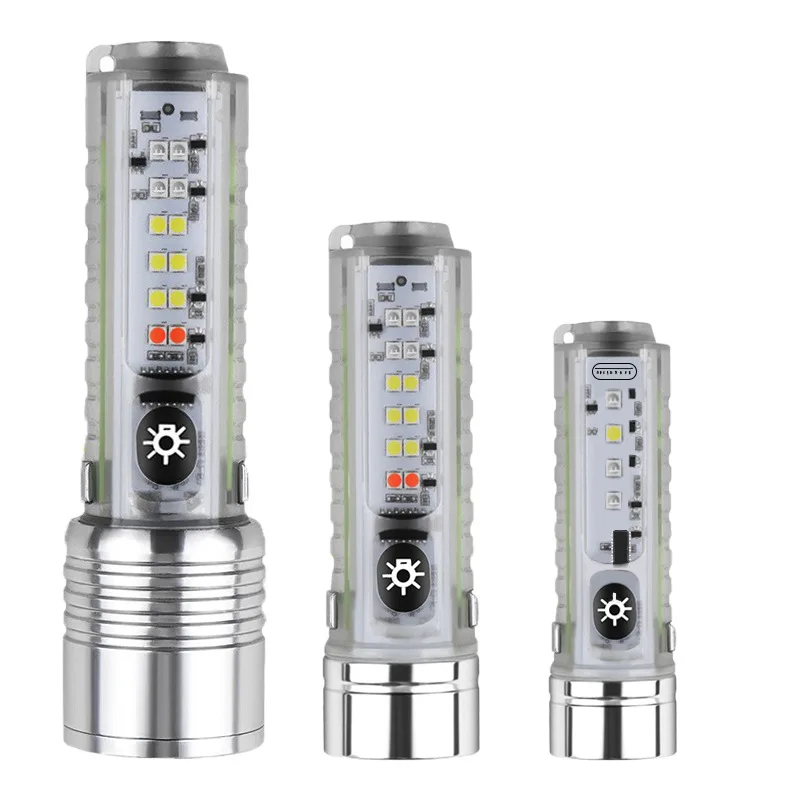 Rechargeable Portable Pen Torch Magnetic Tail Camping Working Light UV Led Super Bright Mini Tactical Flashlight Zoom Red Blue