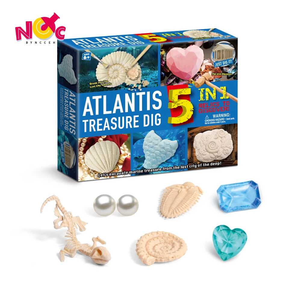 best selling toys 5 in 1 dig kit gem digging toy pearl skeleton fossil diy game set kids educational toys gift free sample