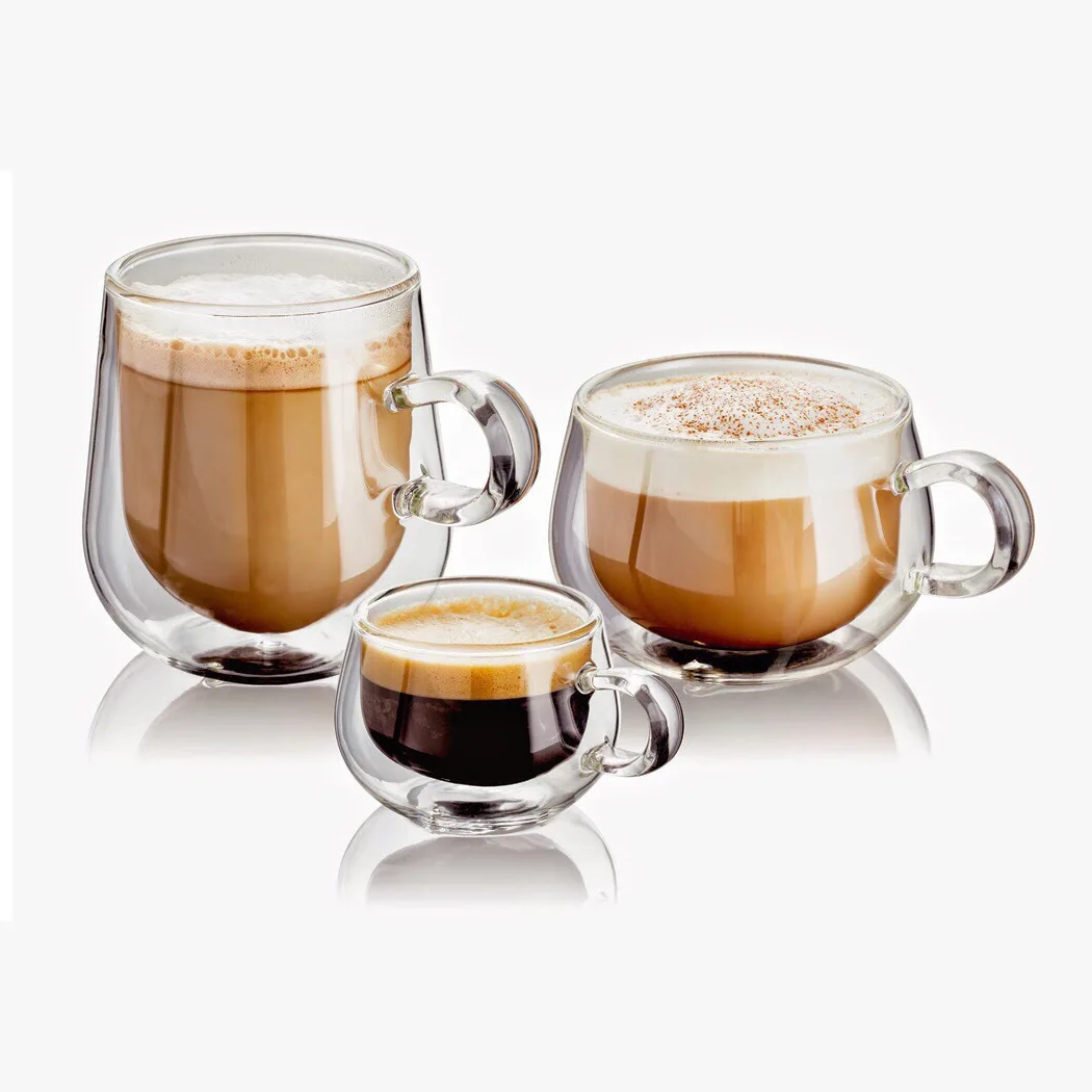 Factory Supplied Heat Resistant Double Walled Glass Coffee Cups Without Handle Insulated Mugs for Espresso