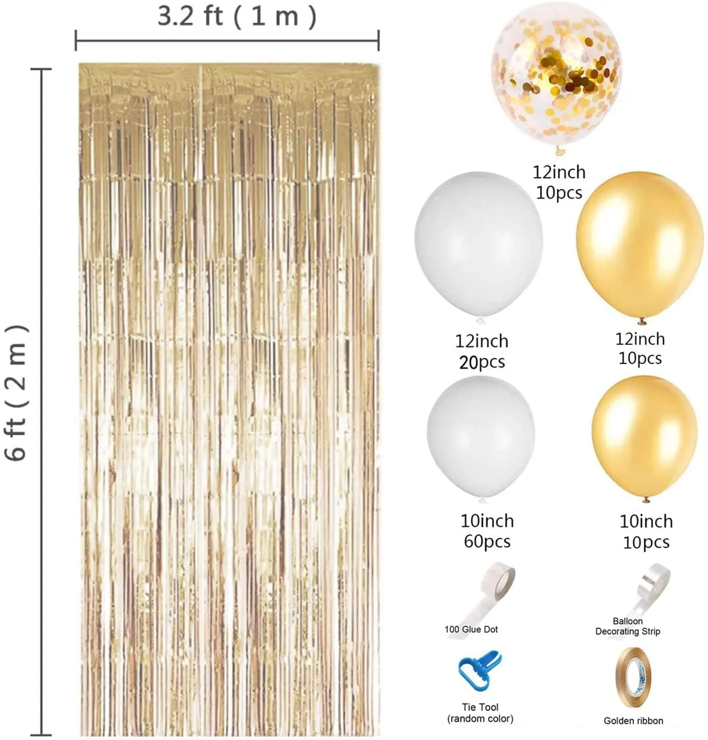 Wholesale White Gold Balloons Arch Kit Gold Tinsel Curtain Balloons Garland Kit For Wedding Birthday Party Decorations