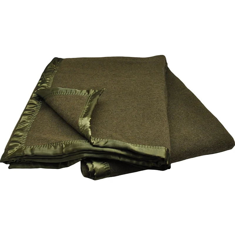 BLUE PHOENIX 100% wool blanket swiss army thick heavy winter refugee relief first aid satin trim army green color for NATO