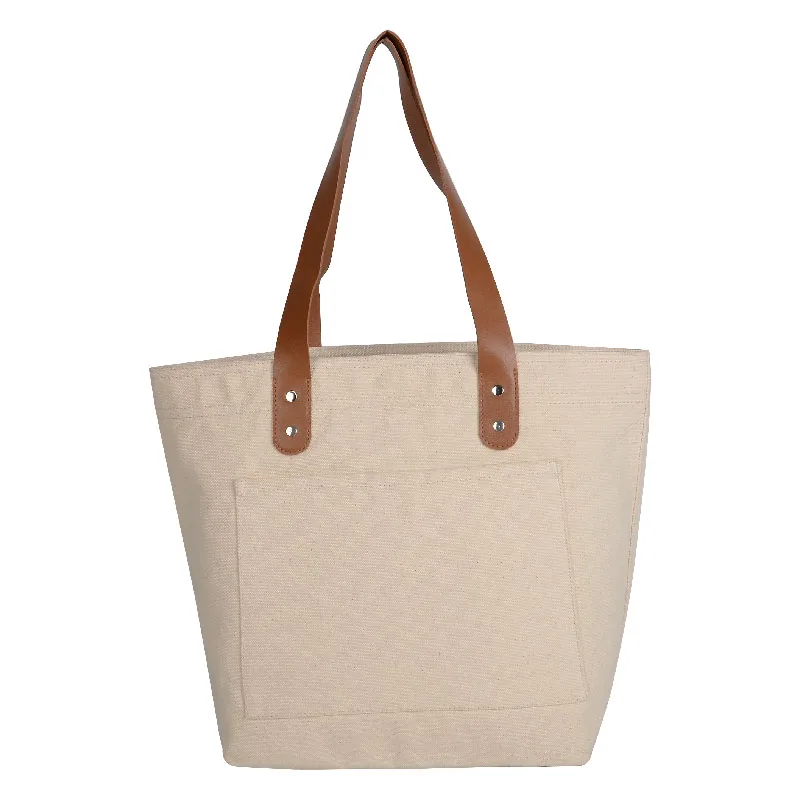 High King Eco Friendly Custom Cotton Canvas Tote Bag With Leather Handle